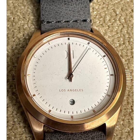 MVMT Grey Leather Strap & White Dial Chronograph F18 30mm Watch - Picture 3 of 11